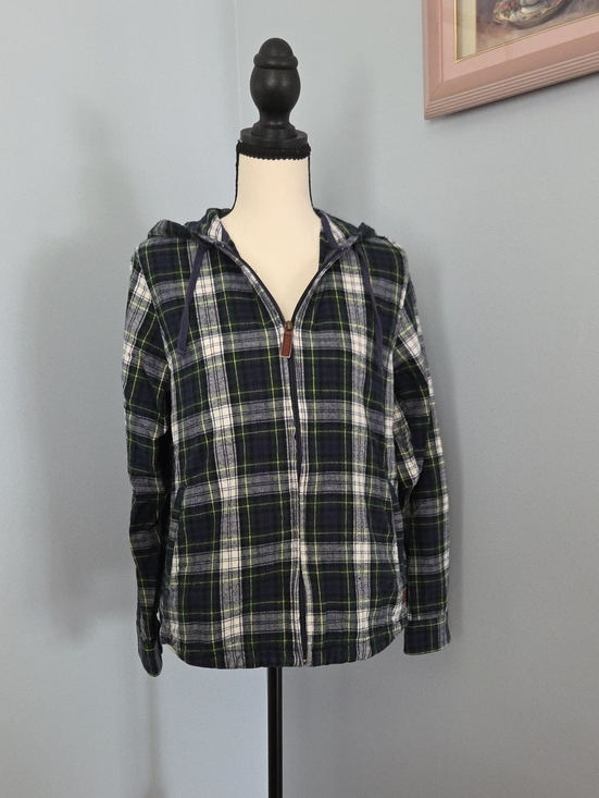 L.L. Bean Jackets & Blazers - L.L.Bean Green, Navy & Yellow Plaid Relaxed-Fit Hoodie